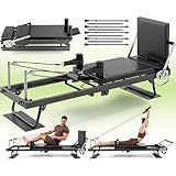 TYRSEN 91“ Pilates Reformer Machine – Foldable Full-Body Home Pilates Equipment with Adjustable Resistance, Jumpboard, Upgraded Wheels, 400lb Support, for Rehab & Core Strength