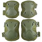 Tactical Combat Knee & Elbow Protective Pads Set for Outdoor CS Paintball Game Cycling Safety Skateboarding Gear Skates Knee Protection Guard Pads (Green)