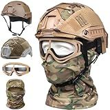 SANYETS Airsoft Helmet,Tactical Fast Helmet with Helmet Cover,Airsoft Balaclava Mask and Paintball Googles for Military Costume,Men's Tactical Airsoft Gear