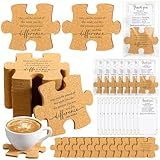 Hushee Inspirational Gift for Coworker Motivational Puzzle Piece Coasters Employee Appreciation Gifts with Cards Bags for Social Worker Staff Office(20 Pcs,Difference)