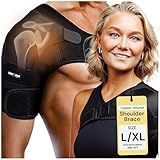 ZENKEYZ Shoulder Brace for Men & Women - Size L/XL (Chest 38-50") - Black/Copper - Copper-Infused Compression Sleeve & Rotator Cuff Support - Adjustable Strap with Ice/Heat Pocket - Sturdy Arm Sling for Joint Stability