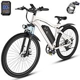 Electric Bike for Adults, 26" Commuter Ebikes with 5-Level Pedal Assist & 7-Speed Gears, 25MPH, 720W Motor, 375Wh Battery, 50 Miles, Lockable Suspension Fork, Lightweight Electric Mountain Bicycles