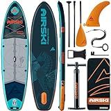 Airski 11'x34'' Extra Wide Inflatable Paddle Board, Stand-up Paddleboard for Adults, 420lb Capacity, Anti-Slip EVA, Stand-up Paddle Board for Yoga/Fishing/Family, US Fin, High-Pressure Pump, 100L Bag