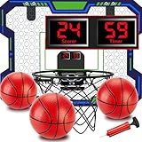 vignuto Indoor Basketball Hoop for Kids(Over 3 Years Old), Over The Door Basketball Hoop with Scoring, Countdown and Music Accompaniment, Kids Toys