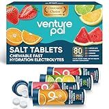 Venture Pal Chewable Electrolyte Tablets, 80 Count Fast-Dissolve Sugar-Free Stick Salt Tablets,Gluten Free – Variety Pack for Rapid Hydration, Outdoor Running, Hiking | Keto & Vegan Friendly | 4 Pack