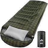 MEREZA 0 Degree Winter Sleeping Bag for Adults Kids with Pillow, Cold Weather Sleeping Bag for 4 Season Camping Hiking Backpacking Sleeping Bags for Big and Tall