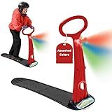 Geospace Winter Fun Foldable Snow Scooter, Ski Skooter, Snow Sled Kids Snowboard Multi-Purpose Snow Skate for Ages 8 & Up - Asstd Colors (Red, Blue or Green) (Single LED Light)