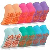 LIFPAU Kids Non Slip Trampoline Socks 6 Pairs, Kids Grip Ankle Socks, Athletic Sock for Boys Girls 6-9 Years(Assorted B,6-9Years)