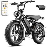 Jasion RetroVolt Electric Bike, 70-Mile Range, 2000W Peak, Fat Tire | 48V 15Ah Removable Battery, 30MPH E bike, 5 Riding Modes, 7-Speed, Full Suspension, IPX6, for Commuters, Beaches, Weekends