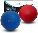 Massage Lacrosse Balls for Myofascial Release, Trigger Point Therapy, Muscle Knots, and Yoga Therapy. Set of 2 Firm Balls (Blue and Red)