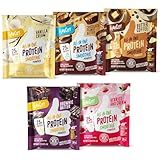 FlavCity Grass Fed Whey Protein Powder - Variety Pack - 25g Protein & 10g Collagen - 5 Single Serve Packets - Made with Organic Reishi & Cordyceps - Gluten Free & No Added Sugars