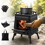 Japard Wood Burning Camp Stove Black Woodstove Foldable with Carrying Bag