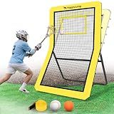 Happy Jump 7x4 FT Lacrosse Rebounder Net, 5 Angles Portable Quick Setup with Balls