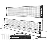 SONGMICS 16.5 ft Badminton Net, Height Adjustable Volleyball Net, Pickleball Net with Poles, Foldable Nylon Net for Tennis Indoor Outdoor Court, Black USYQ500HV1