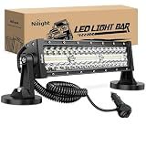Nilight LED Light Bar 13.5 Inch Triple Row Cigarette Lighter Wiring Strong Magnetic Base Spot Flood Combo 96LEDs Fog Driving Work Roof Bumper Lights for Truck Tractor Golf Cart UTV