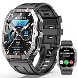 Military Smart Watch Built-in GPS, 100+ Sport Modes for Men, Smartwatch with Heart Rate & Sleep Tracking, 2ATM Waterproof, Bluetooth Calling, Fitness Watch for iPhone & Android, Black
