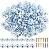 Otoolling 120 Pack 3/8"-16 Screw-in T-Nuts for Climbing Holds with 240 Screws, Industrial 2-Hole Tee Nuts for Climbing Wall, Removable & Reusable Zinc-Plated Steel T Nuts for 3/4" Plywood or Thicker