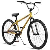 cubsala 24 Inch BMX Race Bike Trident Bicycles Beginner-Level to Advanced Riders with 2 Pegs Trick Cycling and Professional Riding, Gold