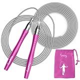 Jump Rope, High Speed Weighted Jump Rope - Premium Quality Tangle-Free - Self-Locking Screw-Free Design - Jump Ropes for Fitness - Skipping Rope for Workout Fitness, Crossfit & Home Exercises (Pink)