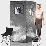 iDOTODO Full Size Home Sauna, Portable Steam Sauna for Home Spa, One Person Foldable Lightweight, Full Body Sauna Tent for Relaxation, 1600W & 4L Steamer Generator, Remote Control, Foldable Chair
