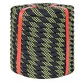 Lopevex 1/2 Inch Static Climbing Rope (100 Ft) - 9000lbs Heavy Duty Arborist Bull Rope for Tree Work, Tactical Rigging & Rappelling - 48 Strand Core, Black