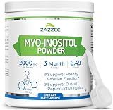 Zazzee Myo-Inositol Powder, 3 Month Supply, 92 Servings, 2000 mg per Serving, Free Scoop for Exact Dosage, 6.49 Ounces, Certified Kosher, 100% Pure, Fertility & Reproductive Support, Made in the USA