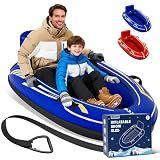 2 Person Snow Sled, Inflatable Heavy Duty Snow Tube for Kids & Adults