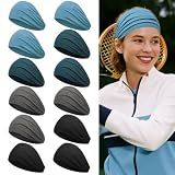 Z-CHARMMY 12 PCS Sweat Bands for Workout, Fabric Headbands for Women