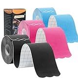Kinesiology Tape Pro Athletic Sports (3 Rolls,60 Precut Strips) Waterproof Breathable Latex Free Tape for Ankle Wrists Knees Elastic Running Tennis Swimming Football Sports Activities Tapes (Mix)