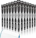 CHAMPKEY Premium Rubber Golf Grips 13 Pack | High Traction & Feedback | Standard/Midsize, 0.600" Round Core, 10.5" Length, 50g/55g Weight, 15 Tapes Included, White/Black