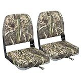 ERGOSEAT Folding 2 Pack Boat Seats Padded Camo Fishing Boat Chair Bass Jon
