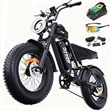 DTTZH F6 1500W Adult Electric Bike, 33MPH Fast E Bikes for Adults Electric, 20" x 4" Fat Tire Ebike, 750W Motor Long Range Electric Mountain Bikes, 48V 15Ah UL 2849 Certified, 60 Miles Range - Black