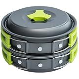 MalloMe Camping Cookware Mess Kit for Backpacking Gear – Camping Cooking Set - Backpack Camping Pot and Pans Set - Portable Camping Stove and Backpacking Stove Compatible - Camp Accessories Equipment