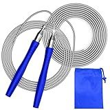 Jump Rope, High Speed Weighted Jump Rope - Premium Quality Tangle-Free - Self-Locking Screw-Free Design - Jump Ropes for Fitness - Skipping Rope for Workout Fitness, Crossfit & Home Exercises (Blue)