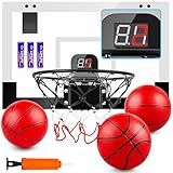 TREYWELL Indoor Basketball Hoop Boys Gifts for Teens and Adults Door Room Basketball Hoop Mini Hoop with Electronic Scoreboard, 3 Balls and Batteries Basketball Toys for 8 9 10 11 12