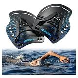 Hikeen Curved Swim Hand Paddles,Upper Body Strength Swim Training Power Paddles for Lap Swimming with Adjustable Straps,Swimming Hand Paddles for Unisex-Adult
