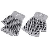 ProsourceFit Grippy Yoga Gloves, Yoga Hand Grips with Firm Fingerless Design, One Size Fits All Yoga Gloves with Grips for Women and Men, Grey