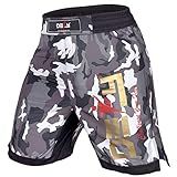 DEFY Premium MMA Fight Shorts Clothing UFC Cage Kickboxing Fighting Grappling Martial Arts Muay Thai Training Camouflage (White Camo, 2XL)