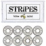 Yellow Jacket Premium Skateboard Bearings, Pro Longboard Bearings, 608, ABEC 9, White Lightning (Pack of 8)