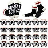 Glitopper 24 Pairs Best Team Ever Gift Socks Bulk Employee Appreciation Gifts for Women Men Team Staff Coworker Office Favors(Black, White)