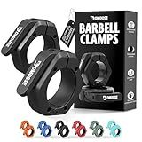 DMoose Fitness Barbell Clips 2" (Pair) - Quick Release Olympic Barbell Clamps with Anti Slip TPR Lining - Barbell Collars for Secure Weightlifting & Powerlifting (Black - Non Magnetic)