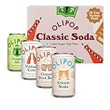 OLIPOP Prebiotic Soda Pop, Classic Soda Variety, Pantry Pack Packed with Prebiotics, Fiber, and Botanicals, Gluten Free, GMO Free, 12oz (12-Cans)