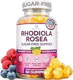 Sugar-Free Rhodiola Rosea Gummies (1500mg/Serving) Cortisol Detox & Adrenal Support Rhodiola Rosea Supplement for Mood, Stamina & Performance, Motivation, Non-GMO, 60 Vegan Chews