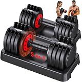 Adjustable Dumbbell Set of 2, 100LBS Weights Dumbbell Set with Storage Box, 50lbs Pair Adjustable Weights with Anti-slip Silicone Grip, 5-in-1 Quick-Lock Hand Weight Set For Home Gym Suit both Men and Women