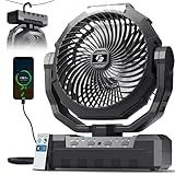 FRIZCOL 3-in-1 Camping Fan - Portable Fans Rechargeable - 24000mAh Battery Powered Fan with Light & Remote for Indoor, Outdoor, Tent, Travel, Fishing, Jobsite, Gifts for Men Dad Him - Black