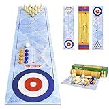 Naissgo 3-in-1 Tabletop Curling, Shuffleboard, and Bowling Game - Portable Family Game for Kids & Adults 47 inch - Easy to Set Up Desktop Indoor/Outdoor Fun (120x30cm)