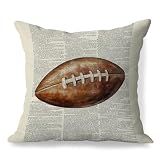 MVLJG Vintage Football Pillow Covers 18x18, Football Lovers Coach Fan Player Gifts, Gifts for Sports Lovers Decorative Throw Pillow Covers for Boys Kids Nursery Playroom Bedroom