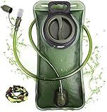 Hydration Bladder, 2L Water Bladder for Hiking Backpack, BPA-Free Leak Proof Water Reservoir Storage Bag, Water Pouch Hydration Pack Replacement for Camping Cycling Running, Military Green