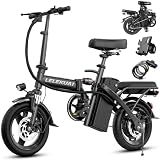 Electric Bike for Adults and Teens, Folding Ebike,Commuter City Foldable E Bike with 750W Peak Motor and 48V 10Ah Battery, 20 MPH Speed Pedals Assist, Dual Disc Brakes,14" Compact Electric Bicycle