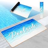 Whmayai 24" x 48" Poolside Non Slip Mat, Ggradual Blue Outdoor Rubber Pool Deck Mats with Drainage, Anti-Slip Waterproof Rug for Swimming Pool, Beach, Patio and Boat Dock